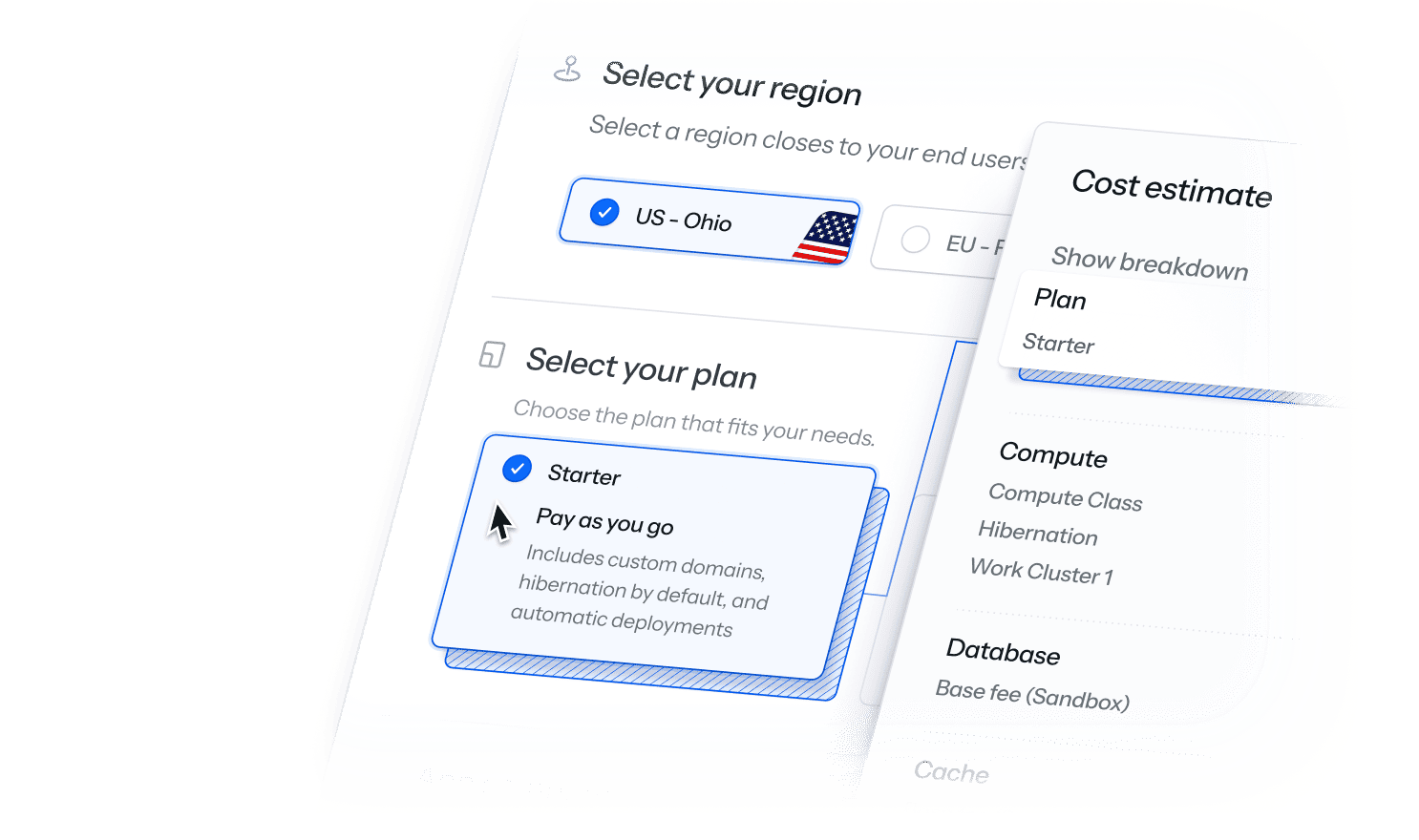 Laravel Cloud pricing calculator interface showing cost estimation tools