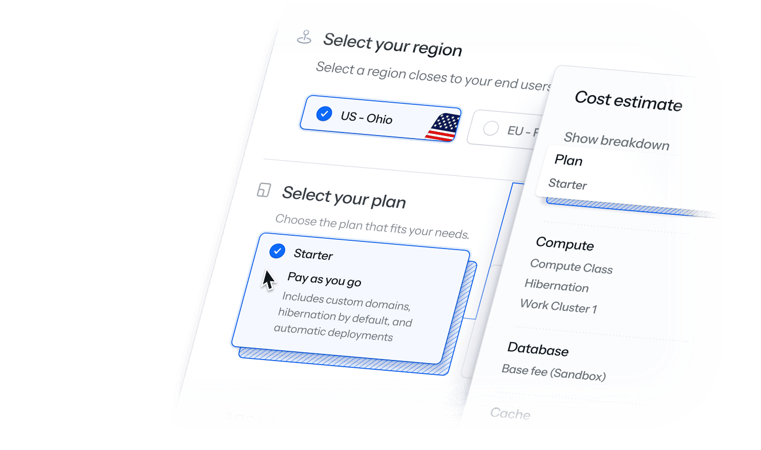 Laravel Cloud pricing calculator interface showing cost estimation tools